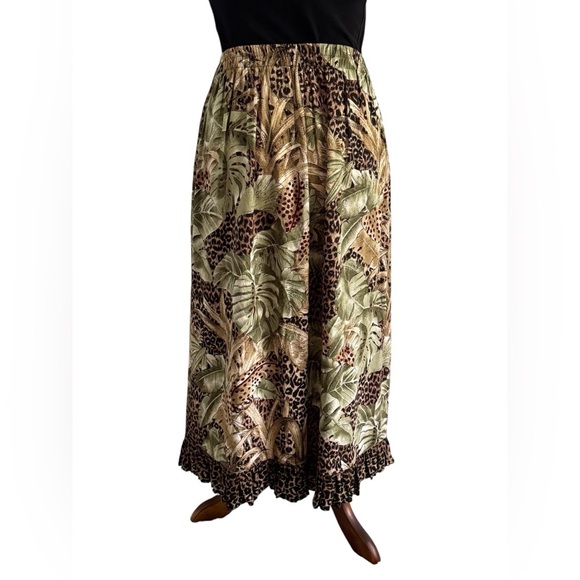 Unbranded Made in Texas Leopard Print BOHO Stretch Pockets Midi Skirt Size Small - Picture 12 of 13